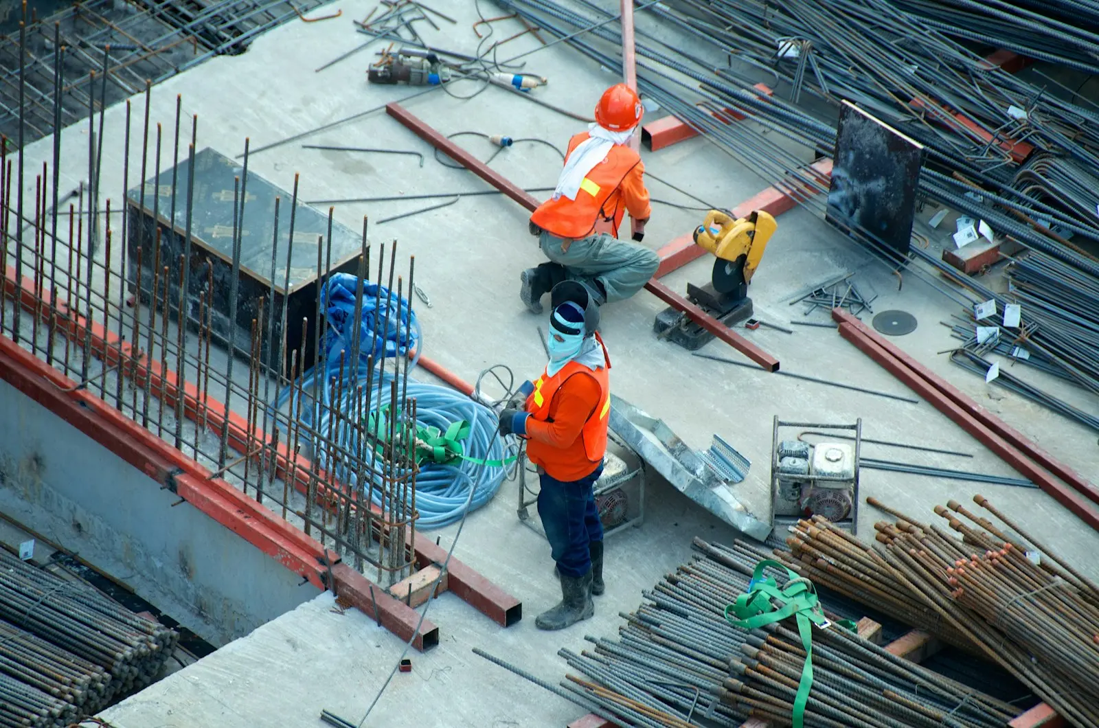 Construction crew working on a commercial building site
