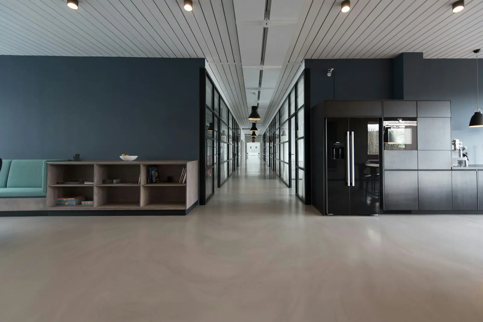 Modern office space during a phased renovation