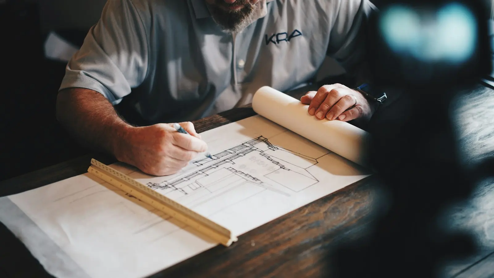 Plans being reviewed during a tenant improvement project